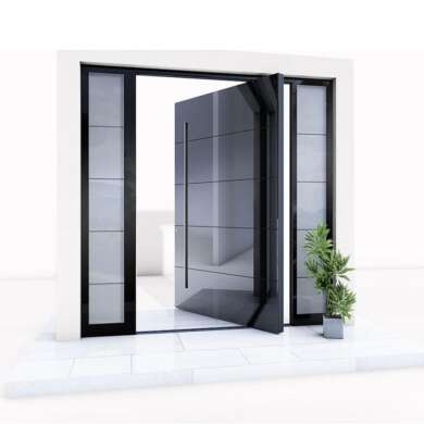 Eswda Aluminium Double Front Entry Storm Swing Glass Hinged Door With