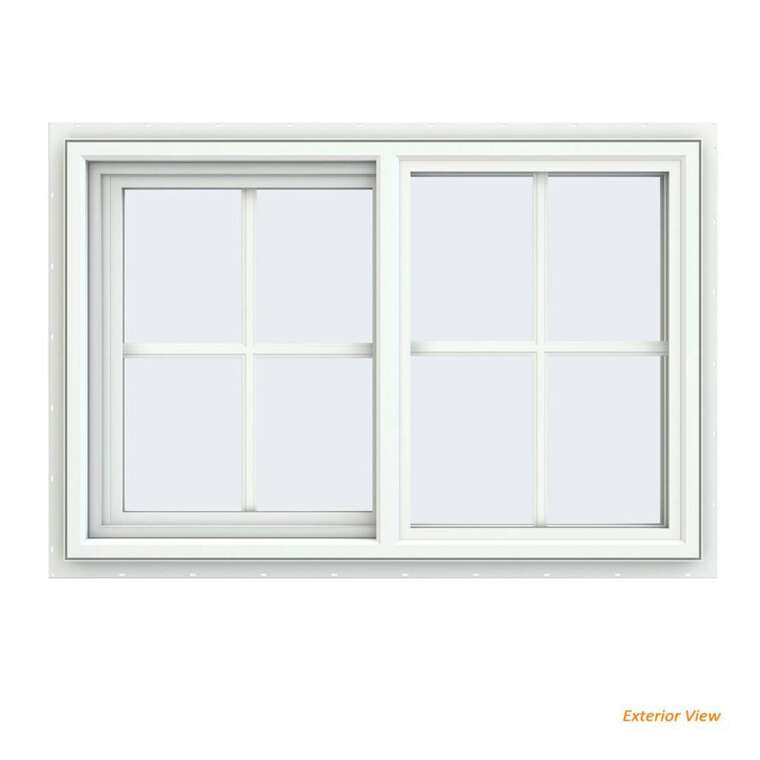 36x24 35.5x23.5 White Vinyl Sliding Window With Colonial Grids Grilles ...