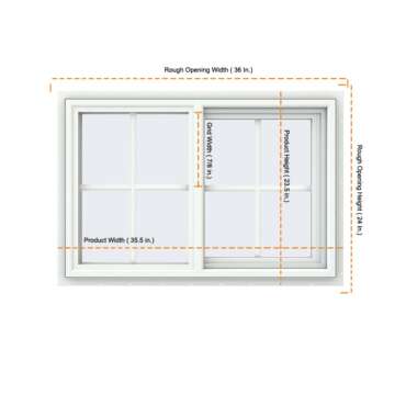 36x24 35.5x23.5 White Vinyl Sliding Window With Colonial Grids Grilles ...