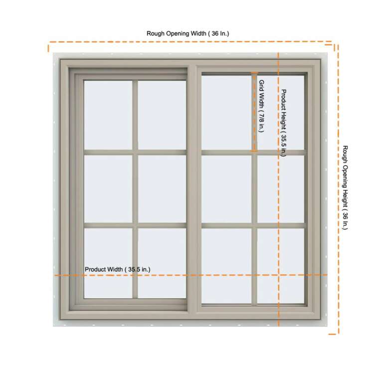 36x36 35.5x35.5 Vinyl Window Sliding With Colonial Grids Grilles - Euro 