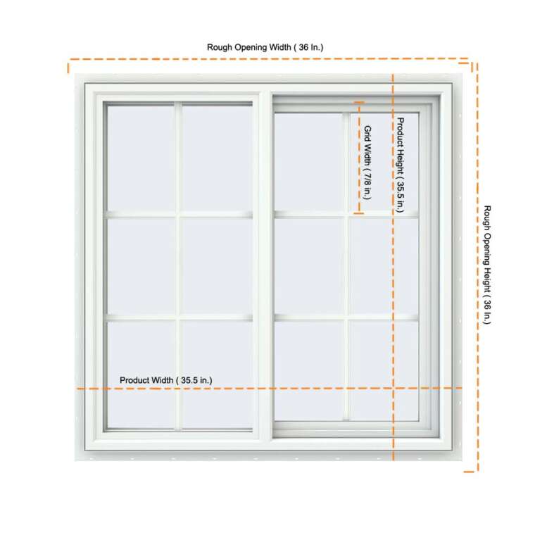 36x36 35.5x35.5 White Vinyl Sliding Window With Colonial Grids Grilles ...