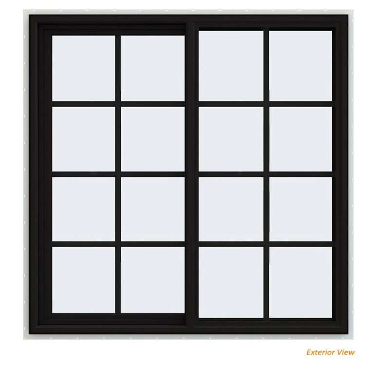 48x48 Black Color Vinyl PVC Sliding Window With Colonial ...