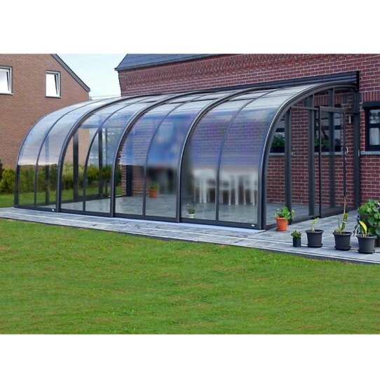 China WDMA Beautiful Design Curved Glass Veranda Glass Sunrooms Grey Color