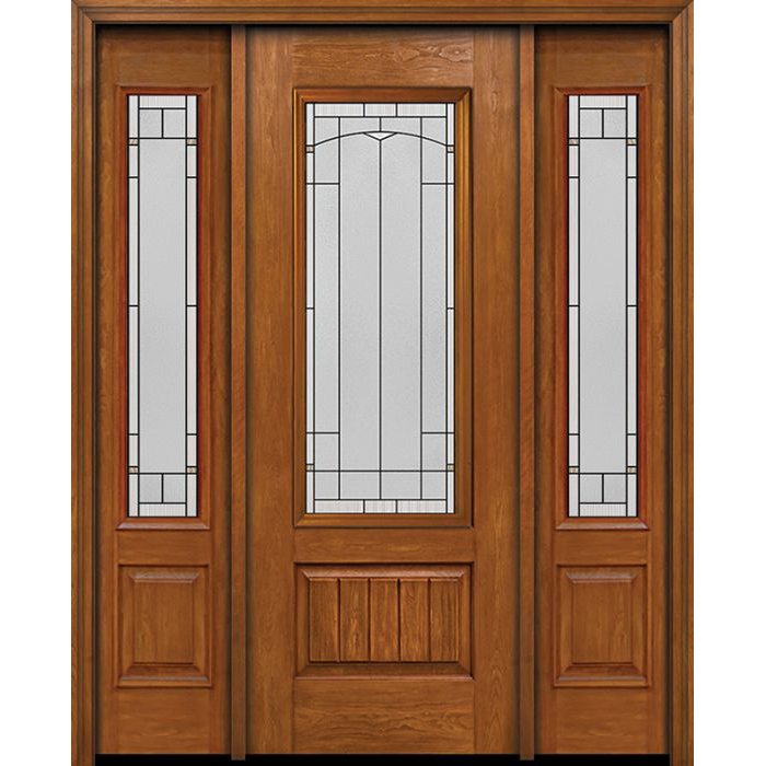 ESWDA 54x96 Exterior Cherry 96in Plank Panel 3/4 Lite Single Entry Door ...