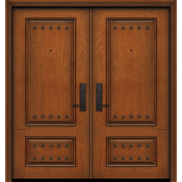 ESWDA 64x80 Exterior Mahogany 80in Double 2 Panel Square Door with ...